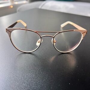 KAM DHILLON Round Metal Eyeglasses in Rose Gold